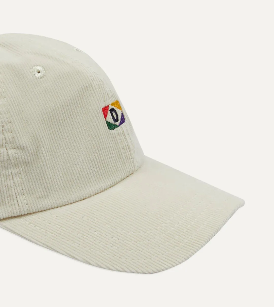 Drake's 'D' Emblem Cotton Corduroy Baseball Cap / White