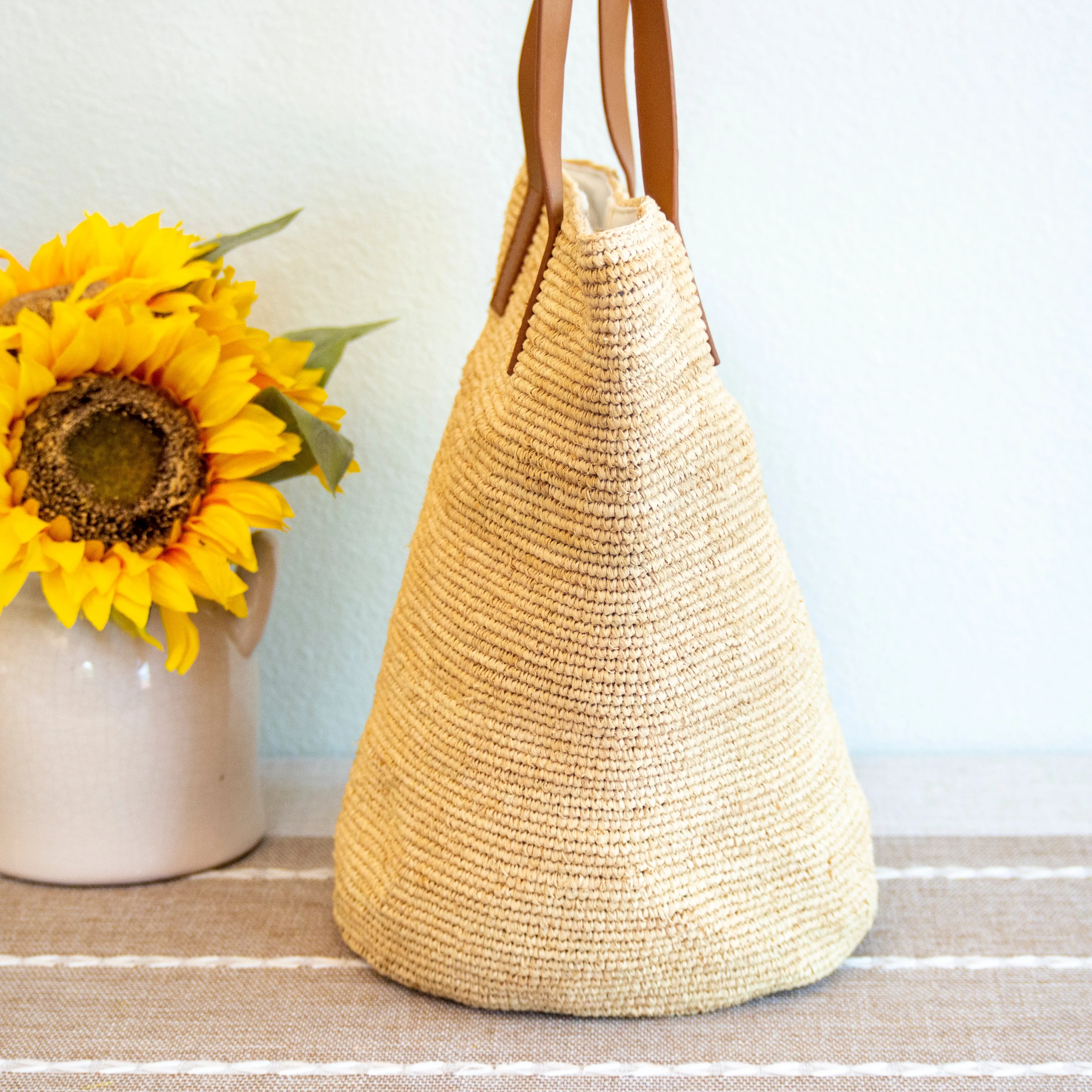 Elena Handbags Women's Large Soft Raffia Woven Summer Straw Tote