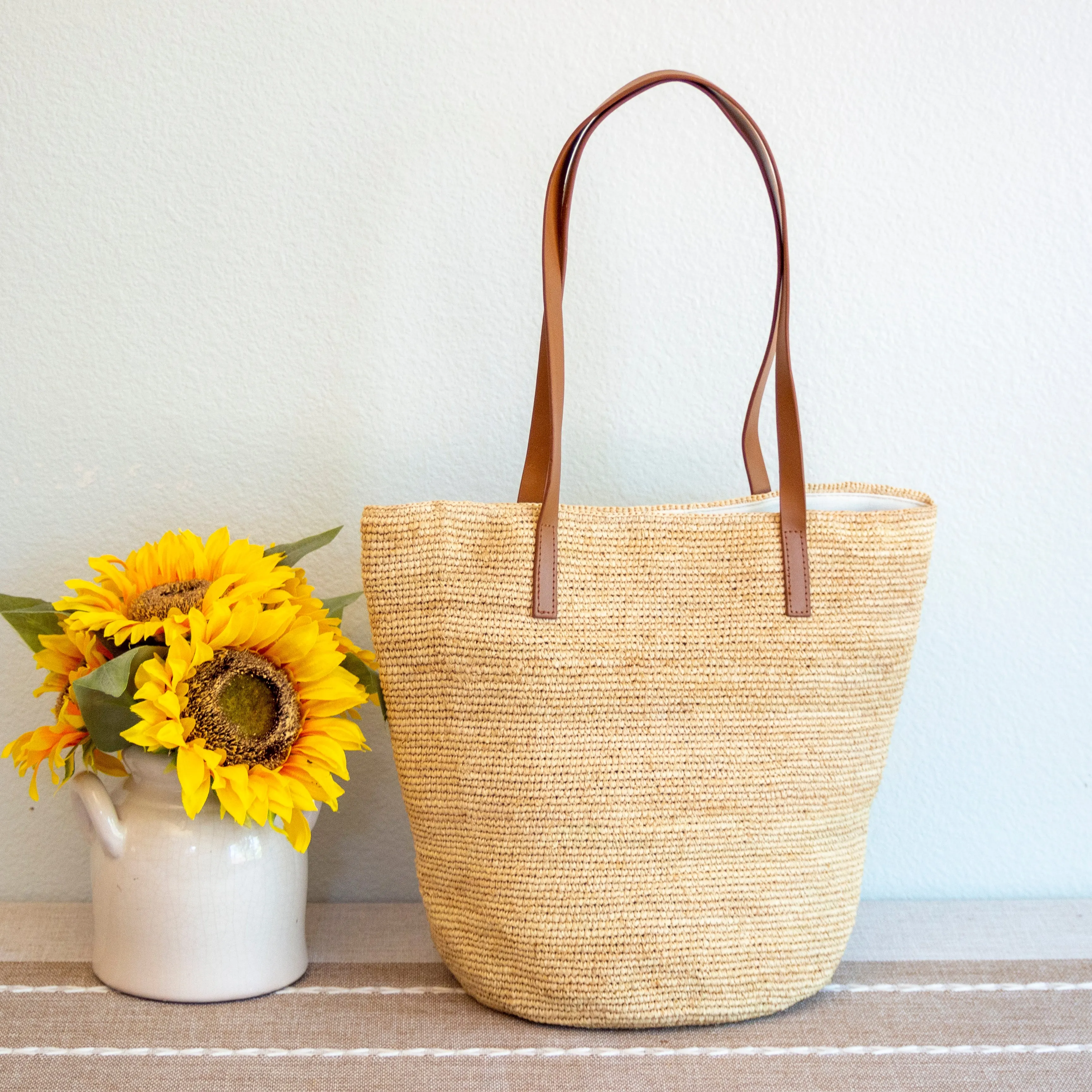 Elena Handbags Women's Large Soft Raffia Woven Summer Straw Tote