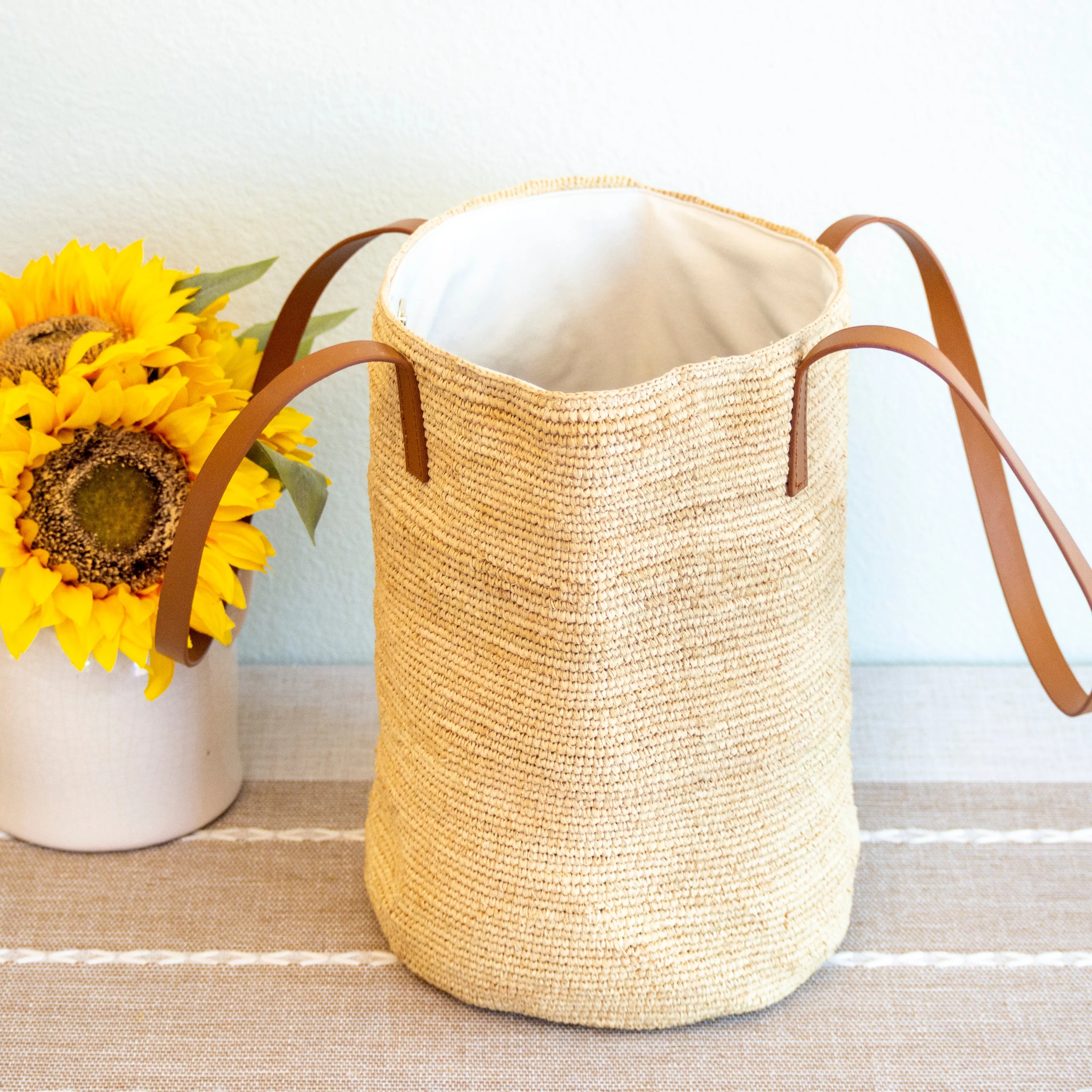 Elena Handbags Women's Large Soft Raffia Woven Summer Straw Tote