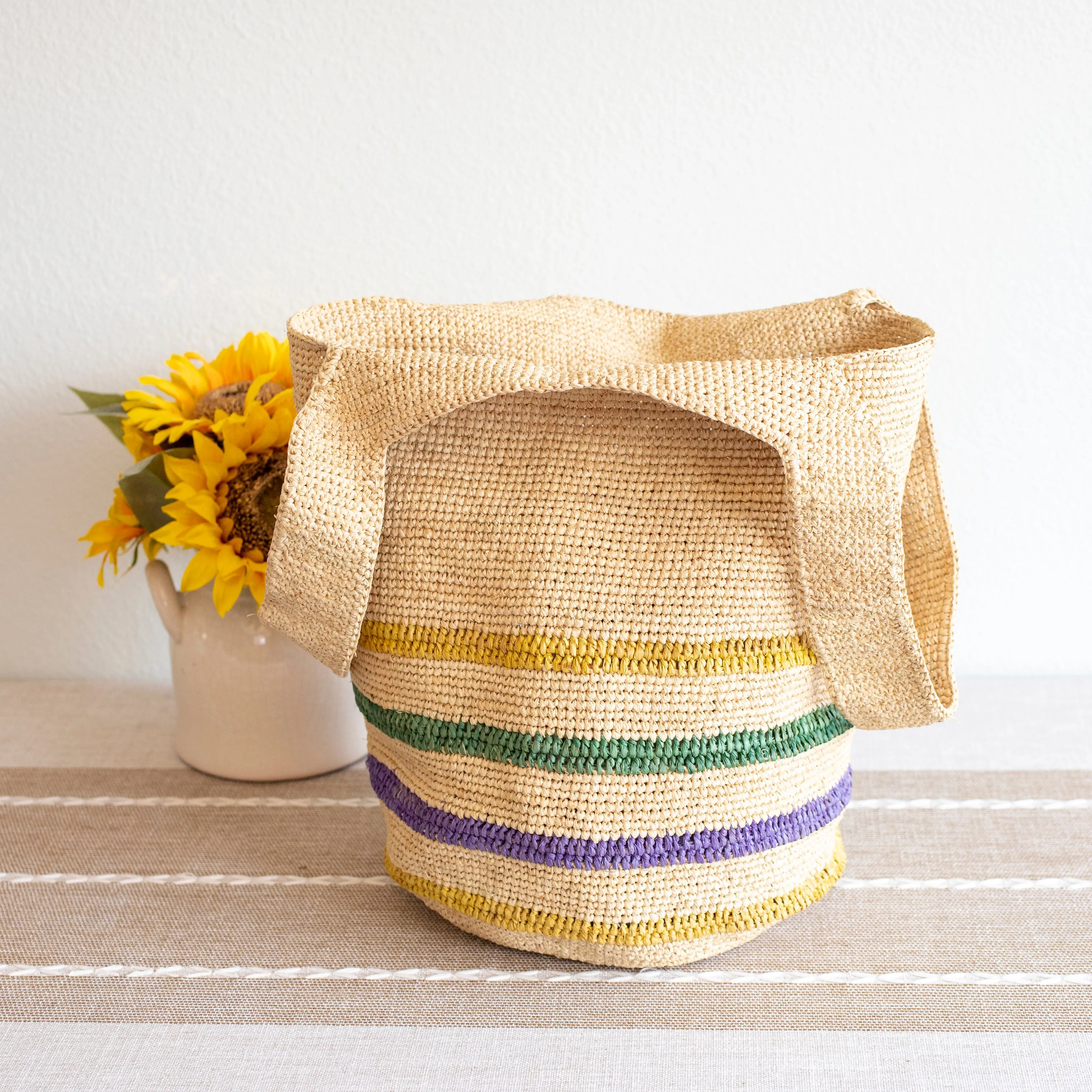 Elena Handbags Women's Large Soft Raffia Woven Summer Straw Tote