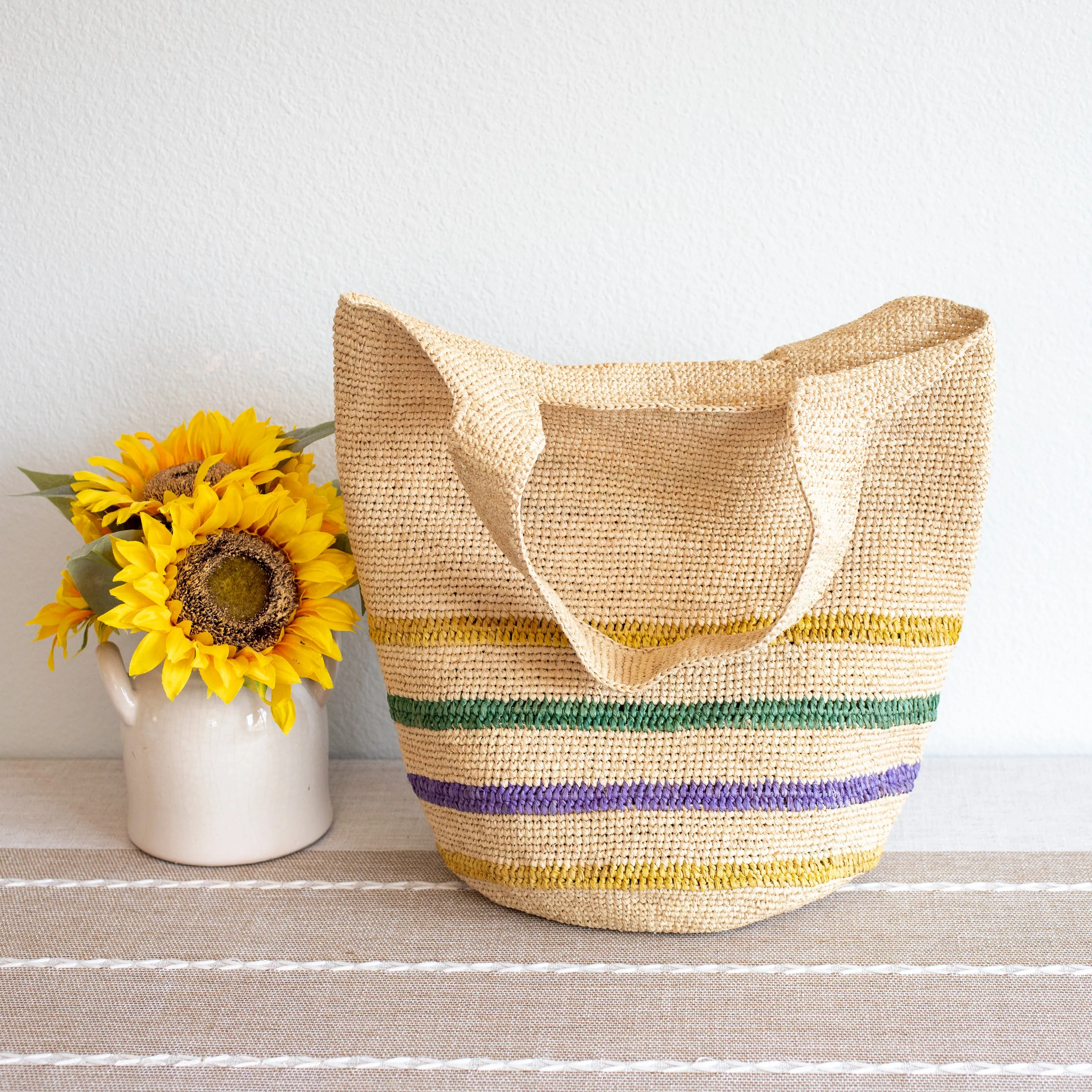 Elena Handbags Women's Large Soft Raffia Woven Summer Straw Tote