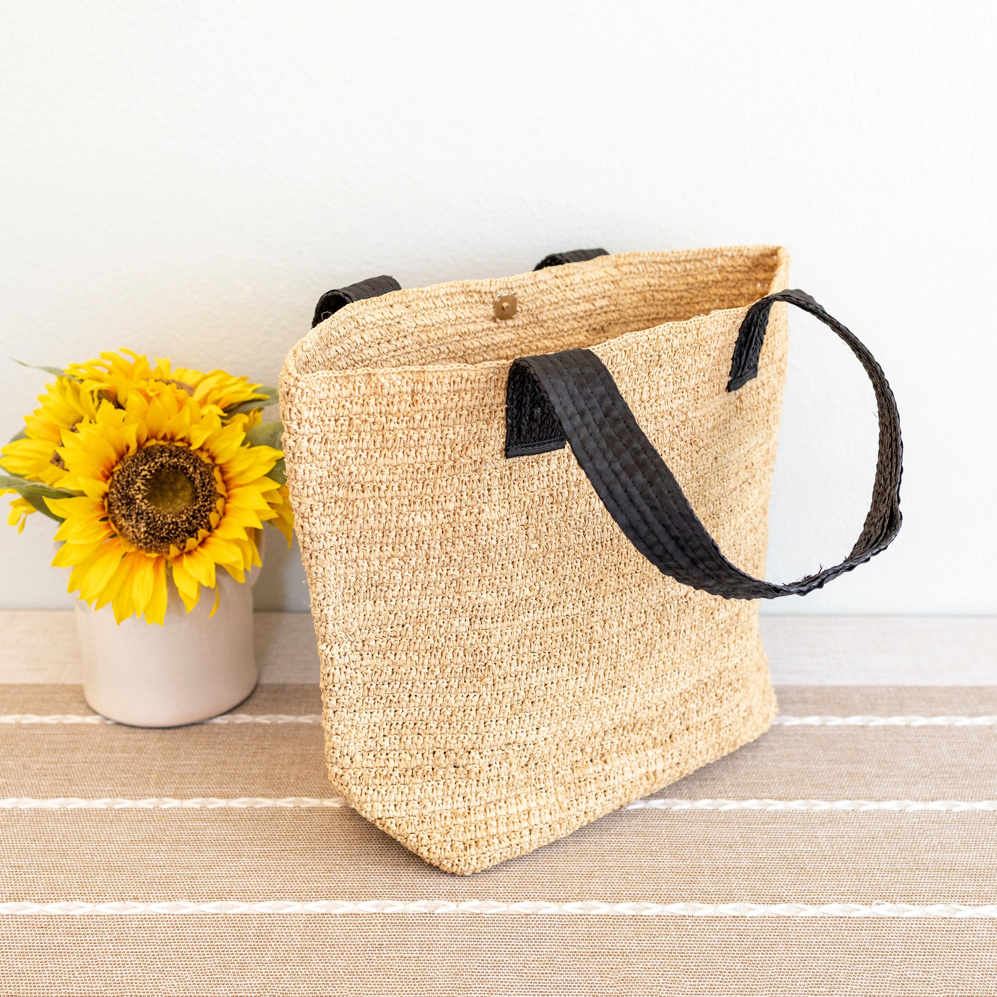 Elena Handbags Women's Large Soft Raffia Woven Summer Straw Tote