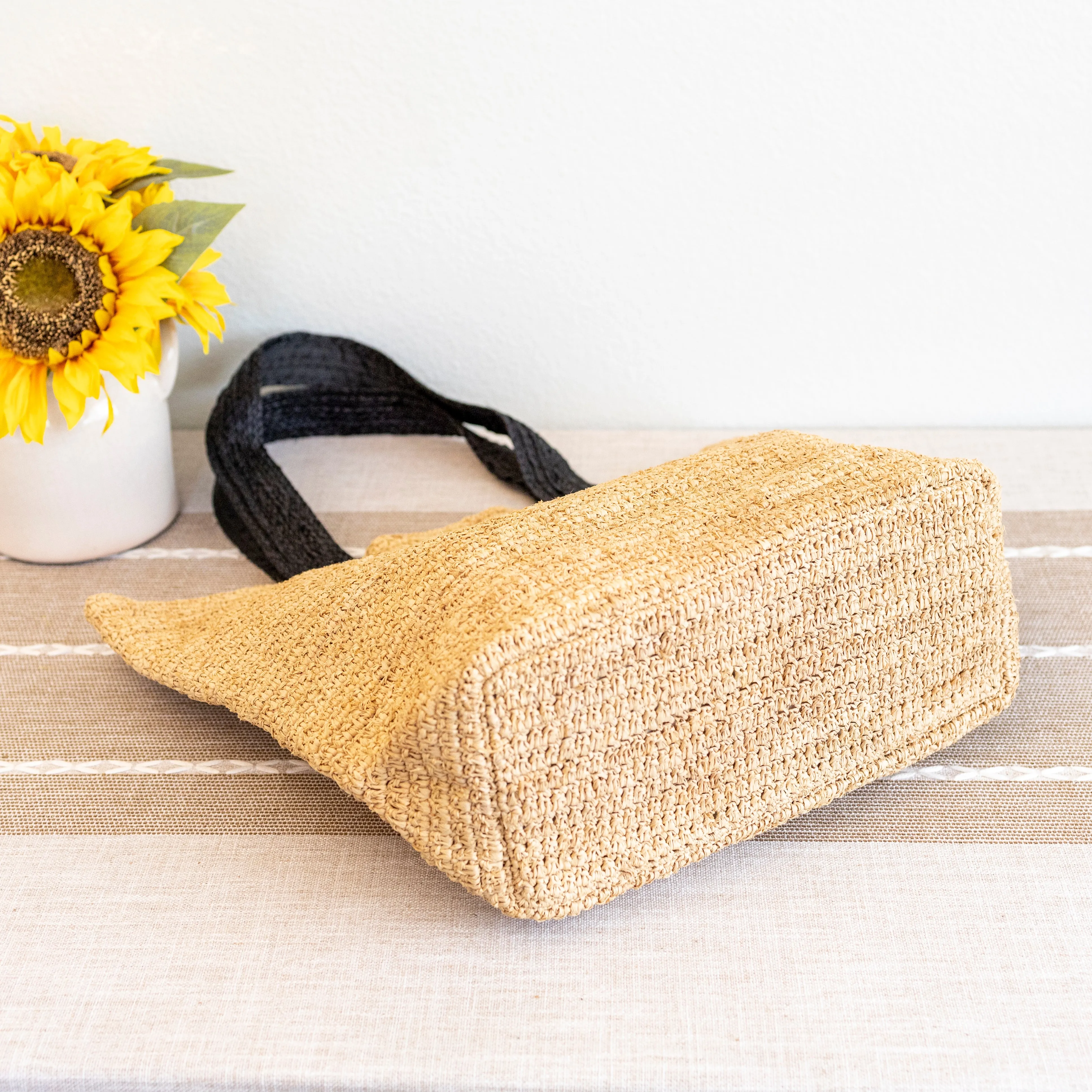 Elena Handbags Women's Large Soft Raffia Woven Summer Straw Tote