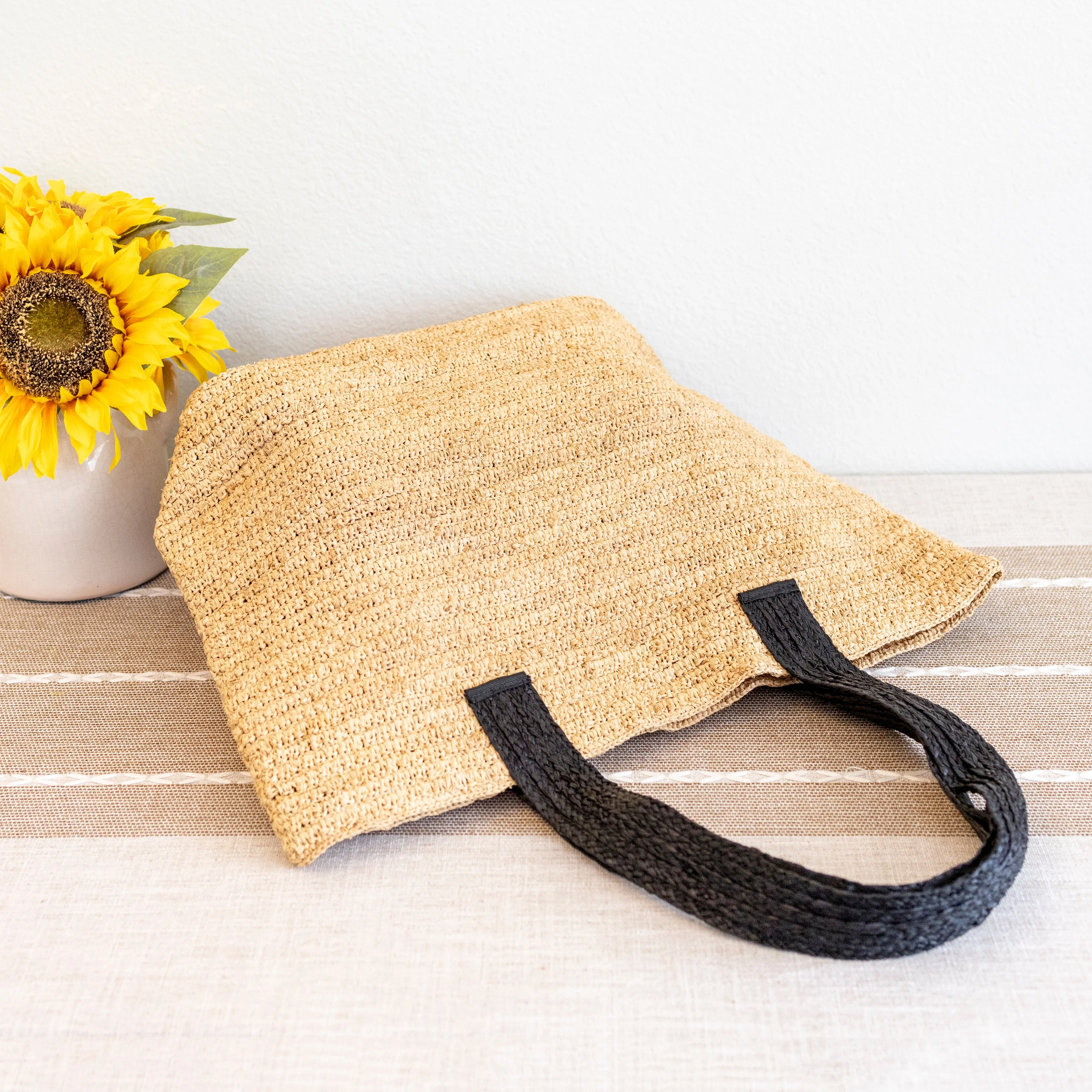 Elena Handbags Women's Large Soft Raffia Woven Summer Straw Tote