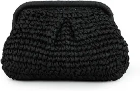 Emprier Straw Clutch Purse for Women Cloud Dumpling Pouch Straw Crossbody Shoulder Handbag Summer Beach Woven Bag