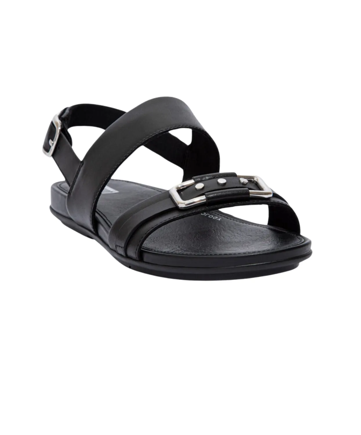 FitFlop Gracie Stud-Buckle Leather Back-Strap Sandals Black