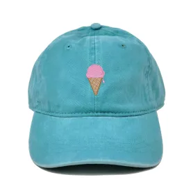 Gift for anyone, ice cream cone embroidered cap hat (available in many colors) (AQUA)
