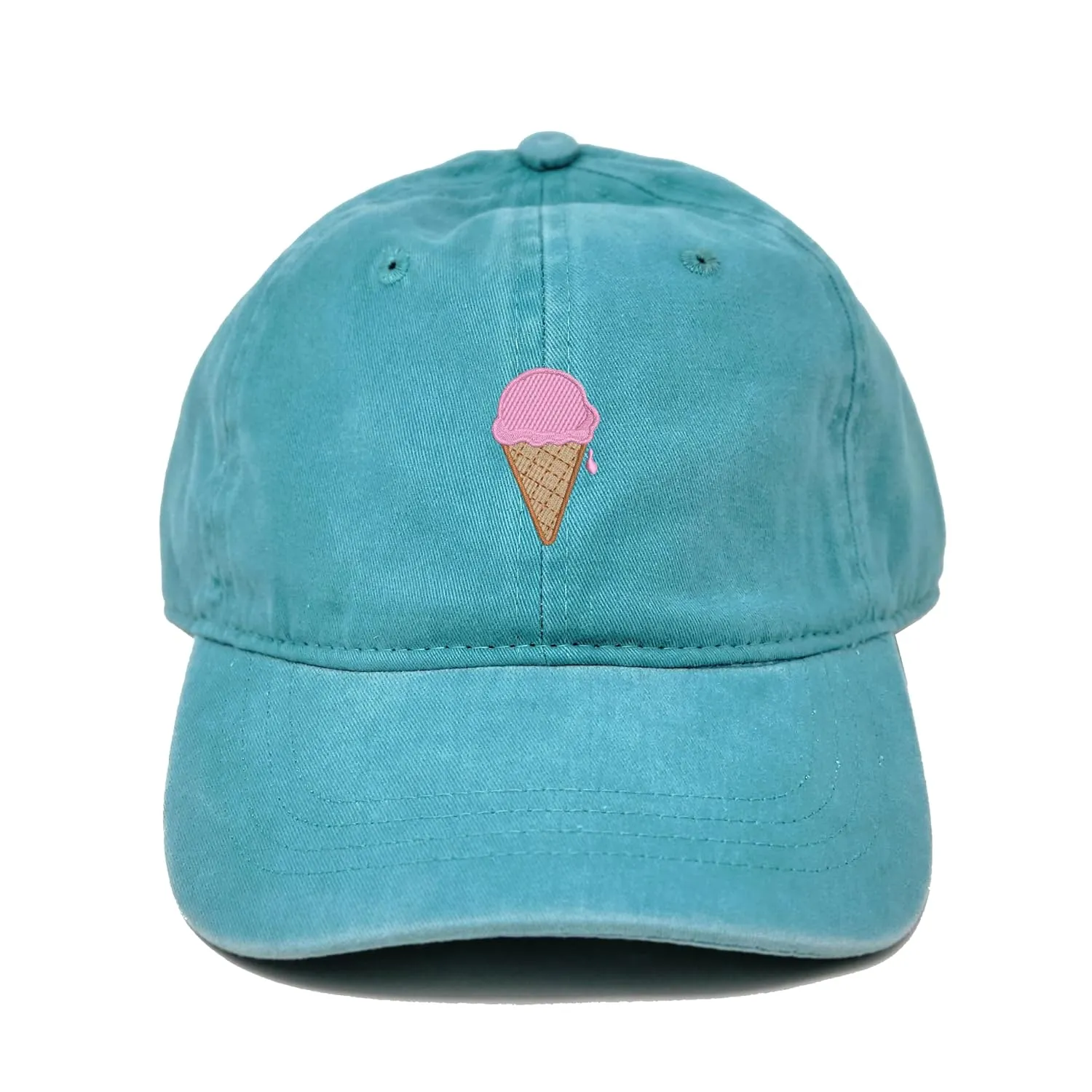 Gift for anyone, ice cream cone embroidered cap hat (available in many colors) (AQUA)