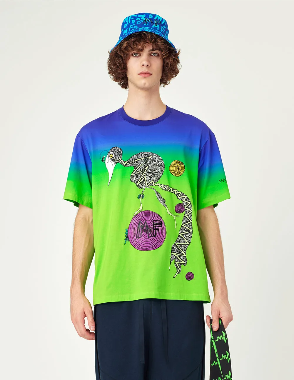 Graffiti prints simple round neck