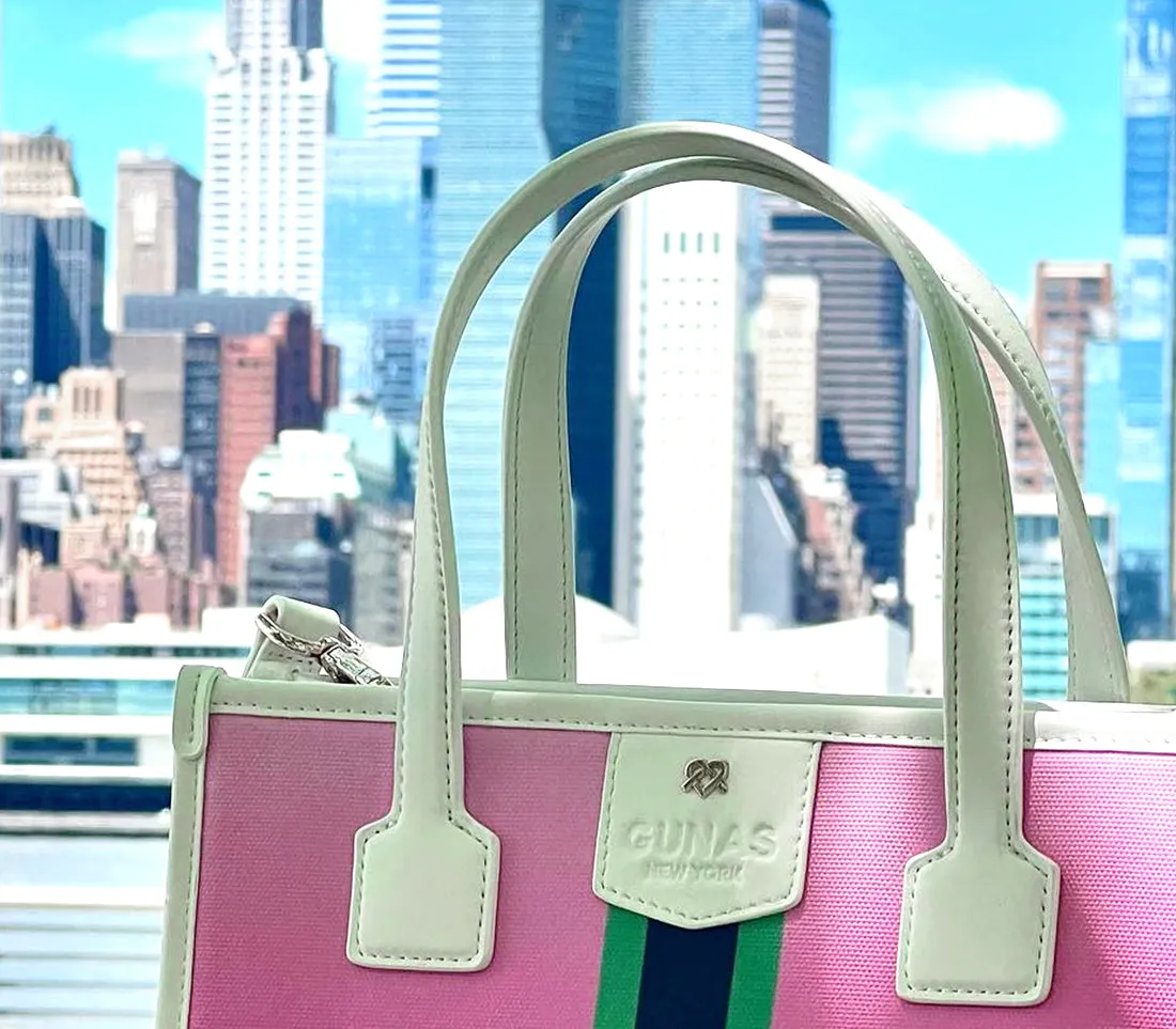 Gunas New York Oasis Purple Iris Vegan Canvas Satchel Bag