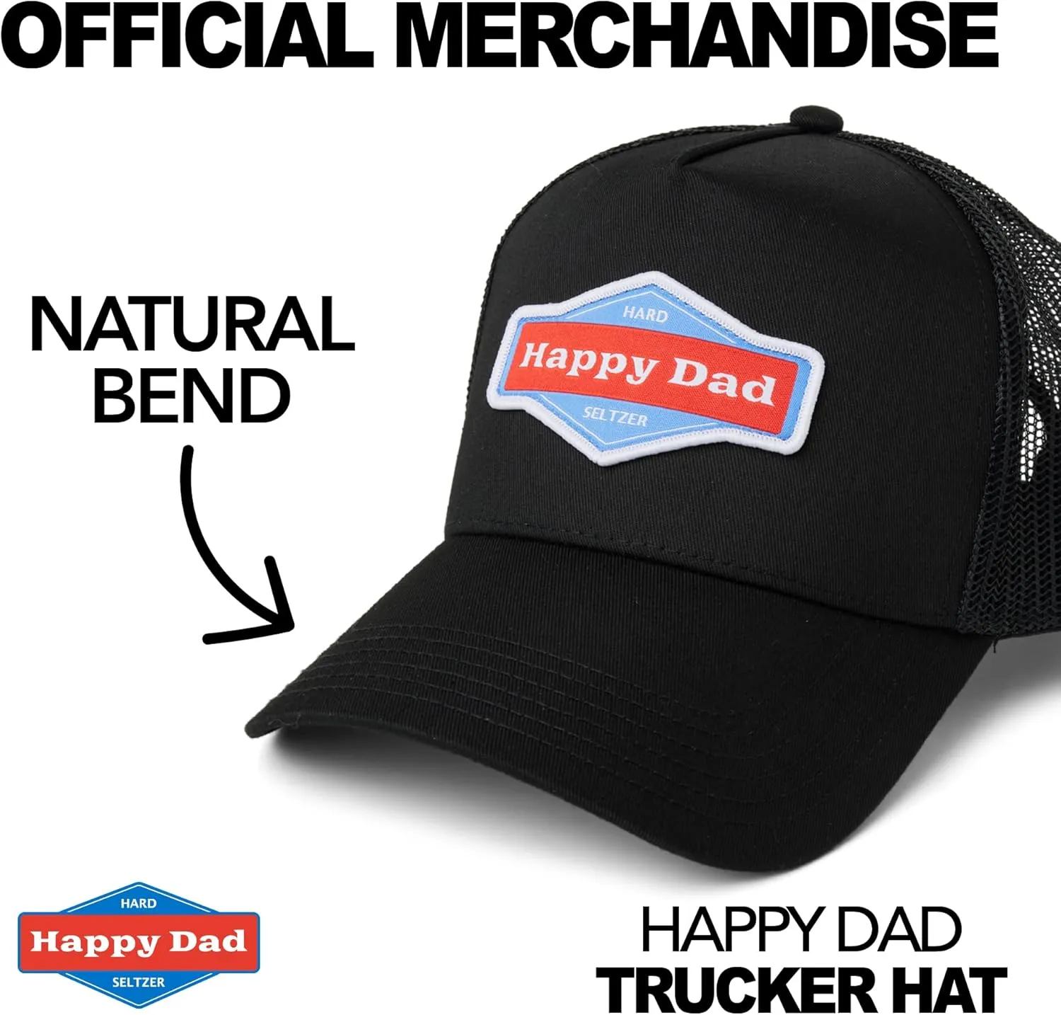 Happy Dad Hats for Men and Women, Available in Trucker Hat, 6 Panel Snapback Hat or Baseball Cap, Holiday & Birthday Gifts