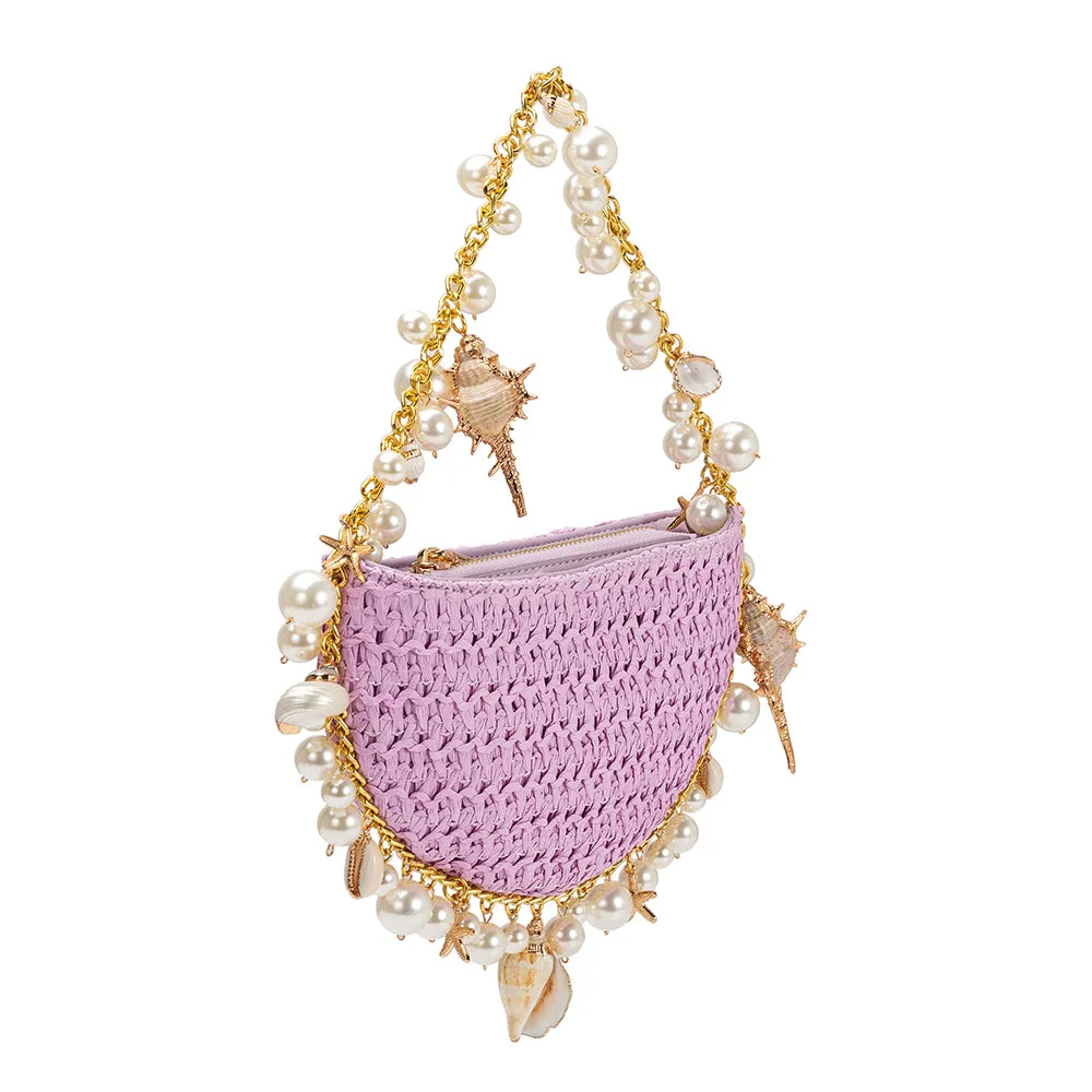 Isla Lavender Small Straw Top Handle Bag - FINAL SALE