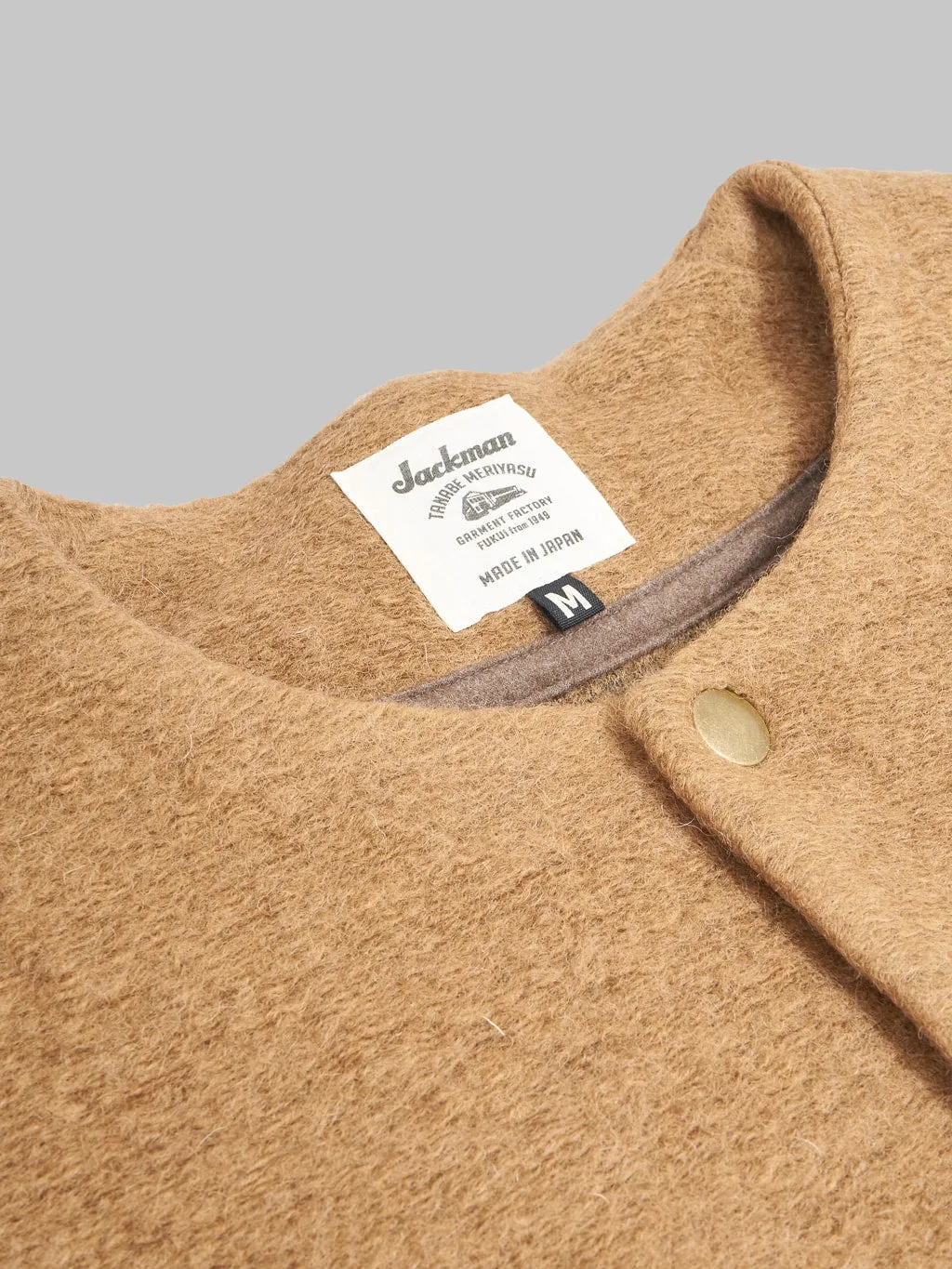 Jackman Wool Collarless Cardigan Camel