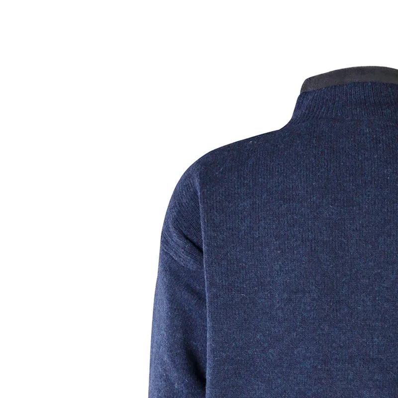 Lined Full Zip Neck Sweater, Navy