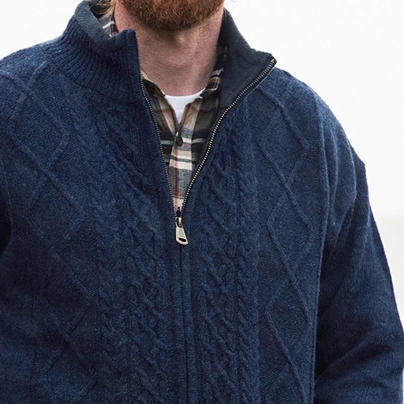 Lined Full Zip Neck Sweater, Navy