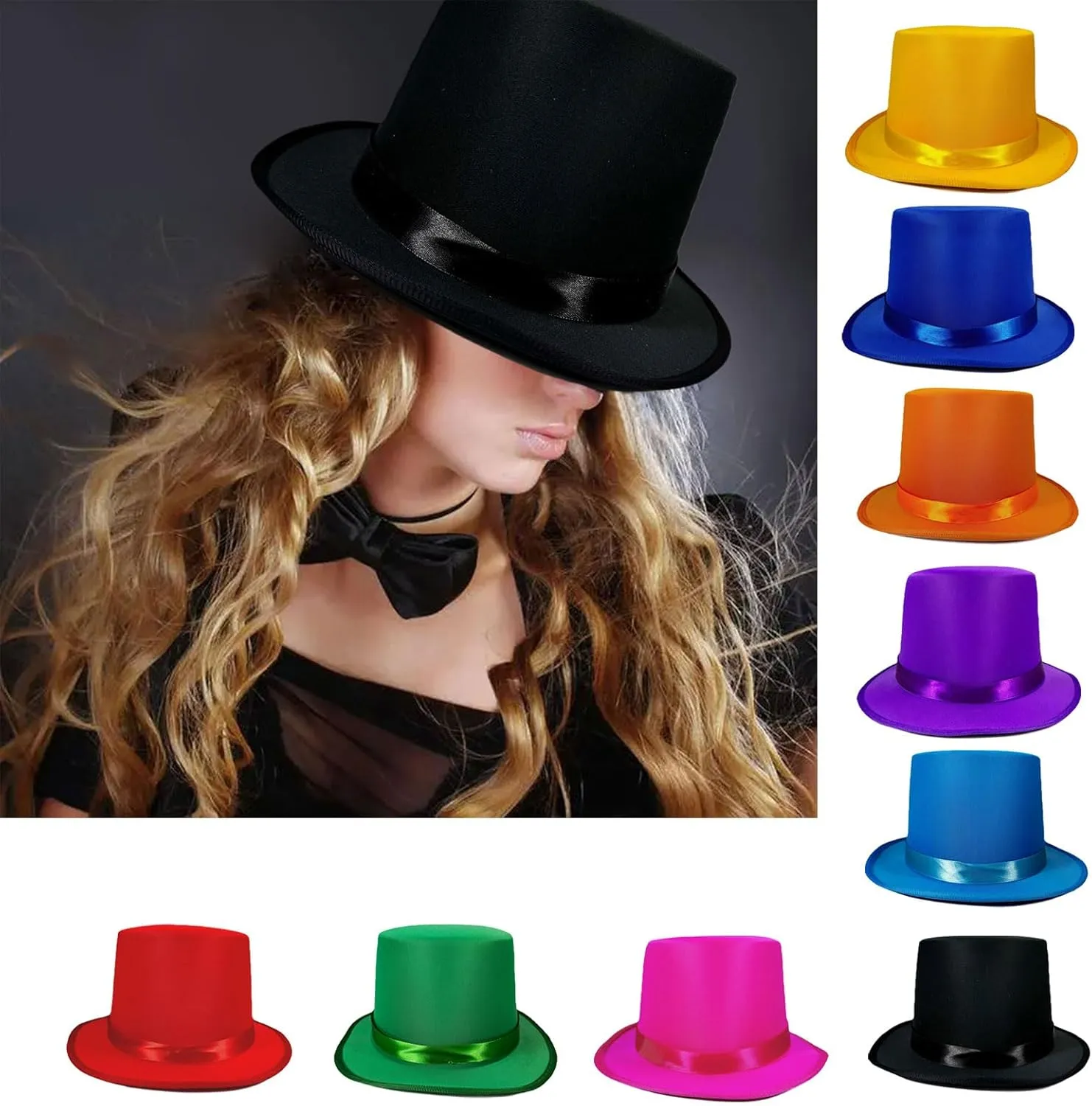 Magicians Hat for Men Women with Belt Fedoras Hat Cosplay Costume Props Hat Jazzy Caps Stage Show Ceremony Hat