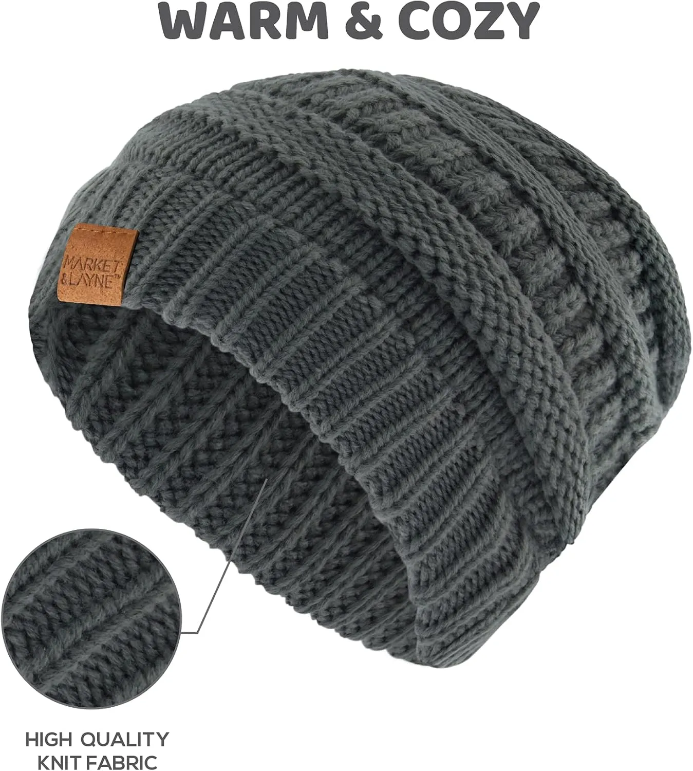 Market & Layne Beanies Women Warm Winter Beanie for Women Thick Chunky Knit Beanie Hats for Women Winter Hats for Women