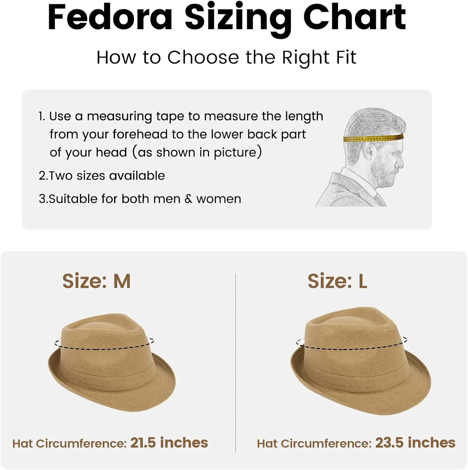 Men's Classic Manhattan Structured Trilby Fedora Hat for Women