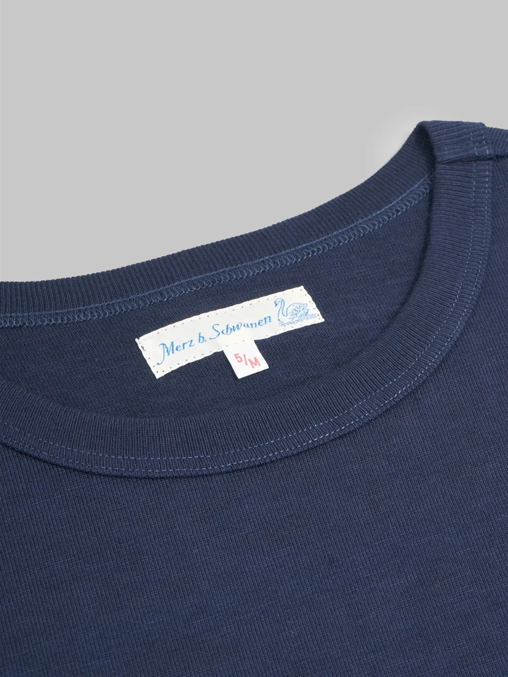 Merz b. Schwanen 2S14 Super Heavyweight 13.4oz Crewneck Loopwheeled Relaxed Fit T-Shirt Ink Blue