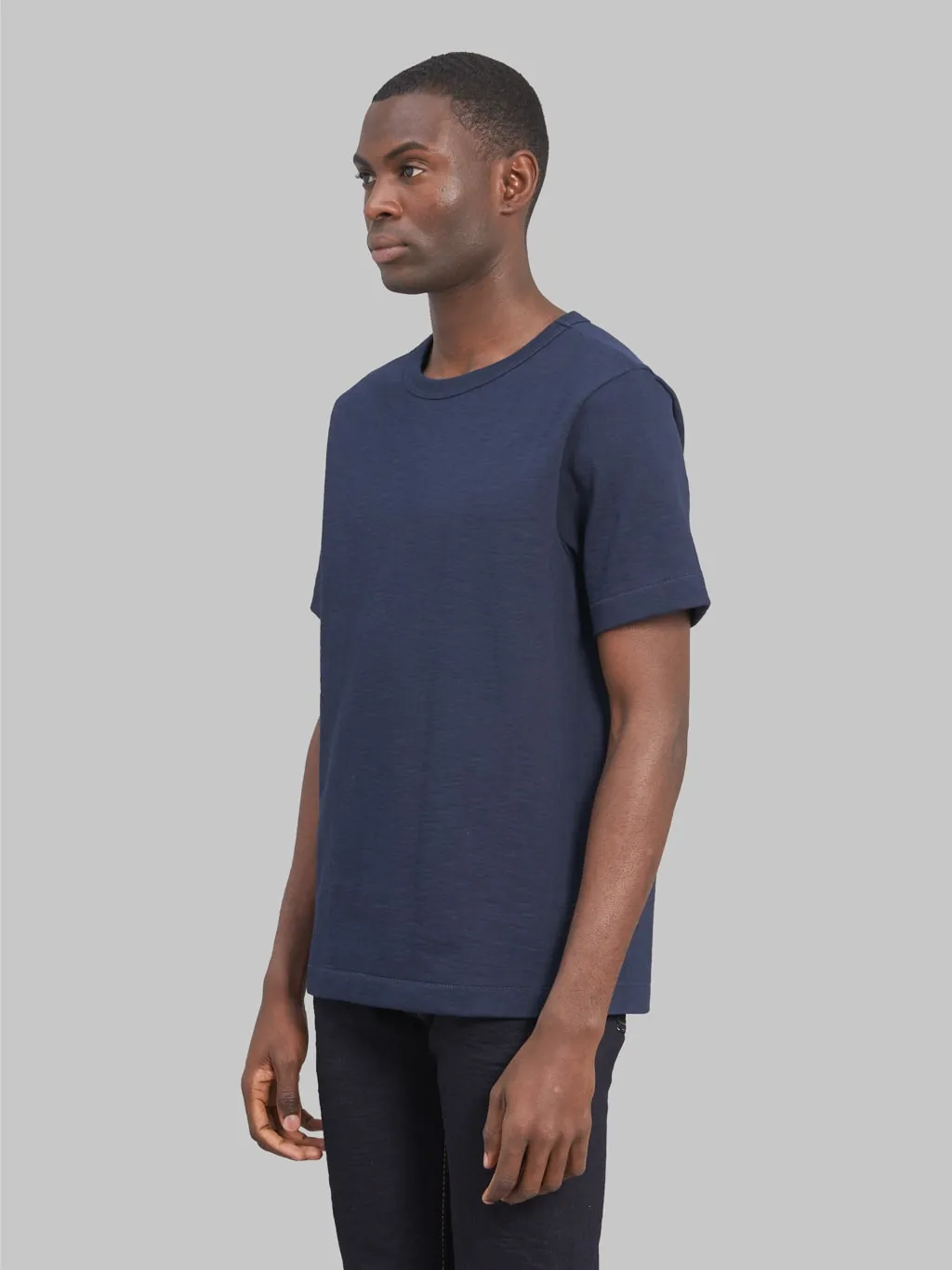 Merz b. Schwanen 2S14 Super Heavyweight 13.4oz Crewneck Loopwheeled Relaxed Fit T-Shirt Ink Blue