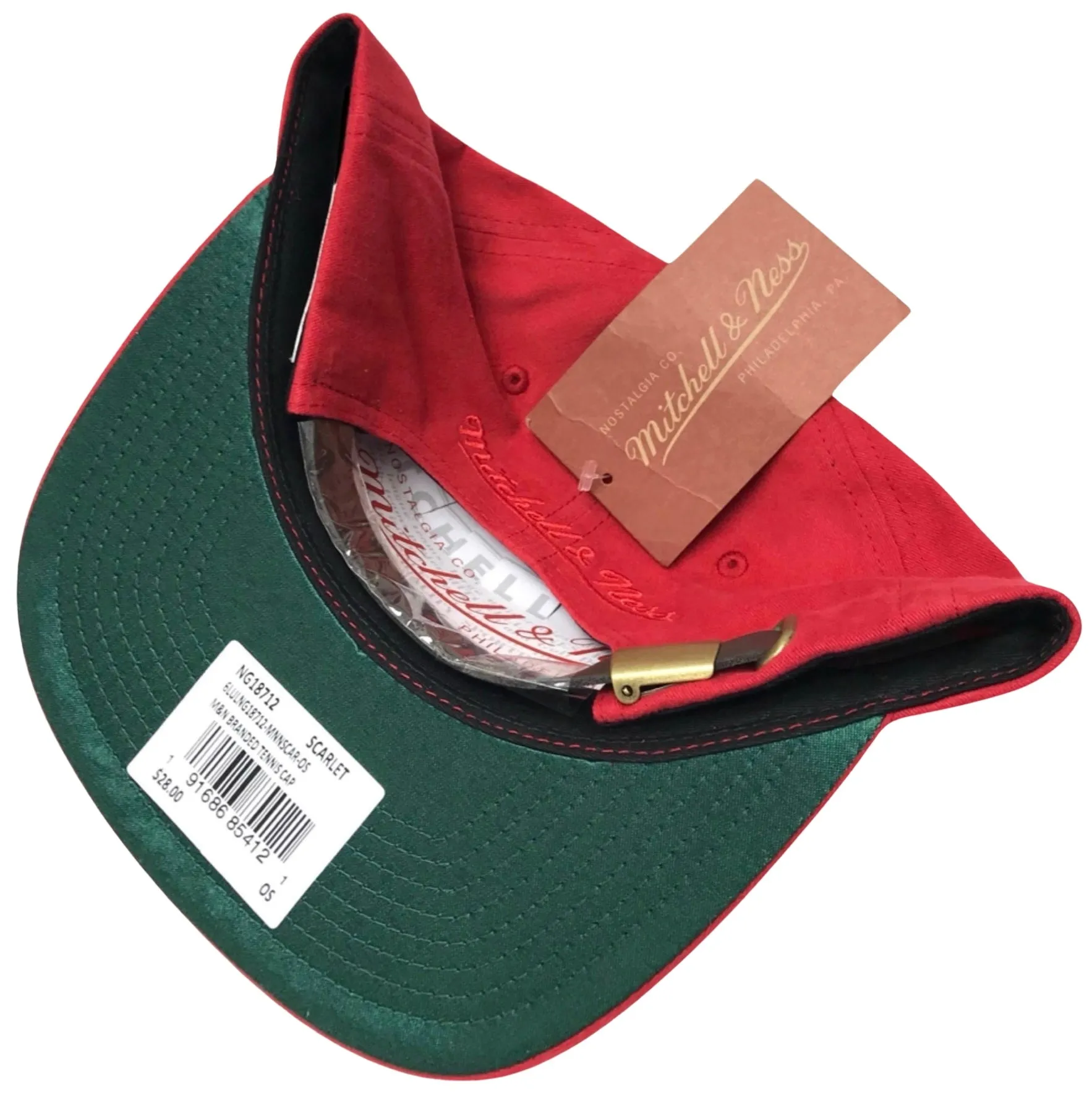 *Mitchell & Ness* leather strapback hat (Red)