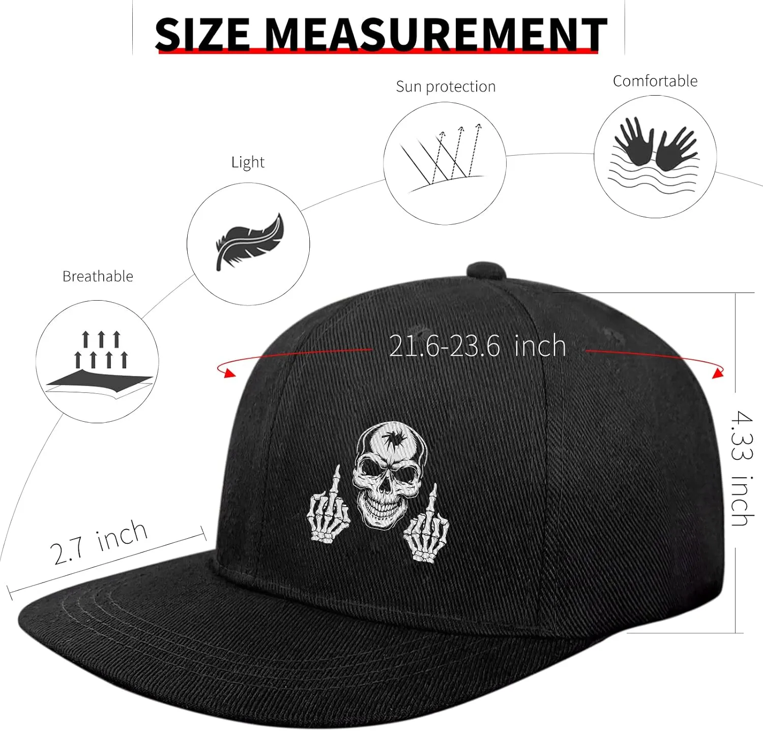 Negi Snapback Hats for Men Black Adjustable Trucker for Dad from Boy Cap Adjustable Skull Baseball Cap