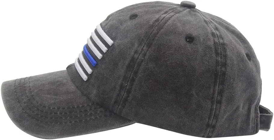 OASCUVER Men's USA American Flag Baseball Cap, Washed Distressed Cotton Adjustable Thin Blue Line Hat