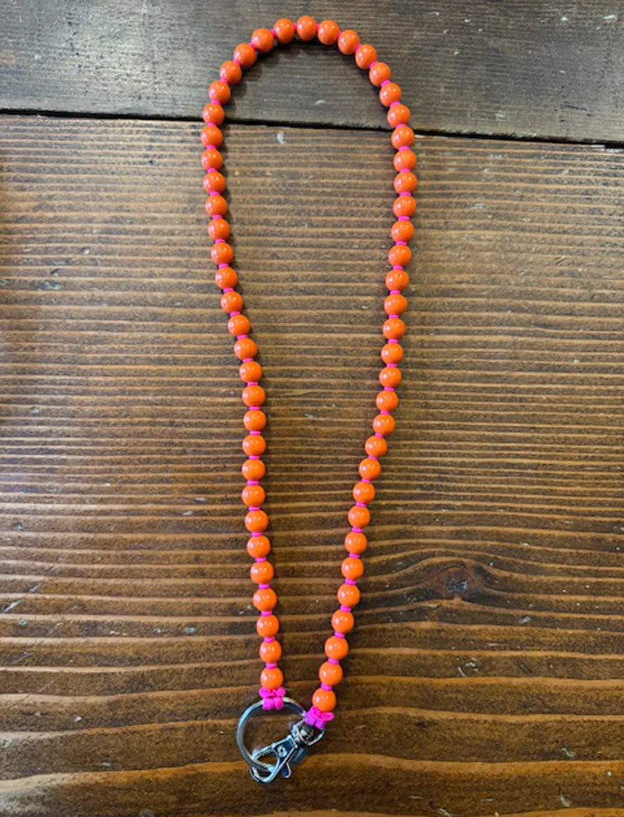Orange and Pink Long Perlen Key Chain