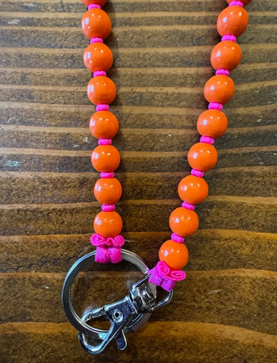 Orange and Pink Long Perlen Key Chain