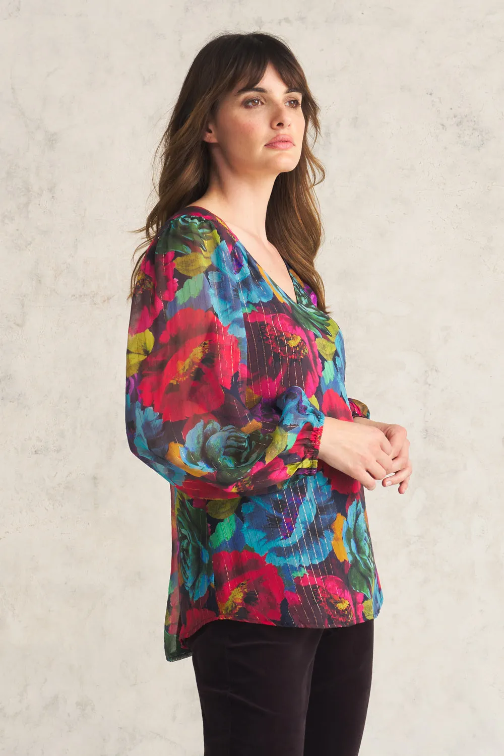 Printed Lurex Stripe Blouse