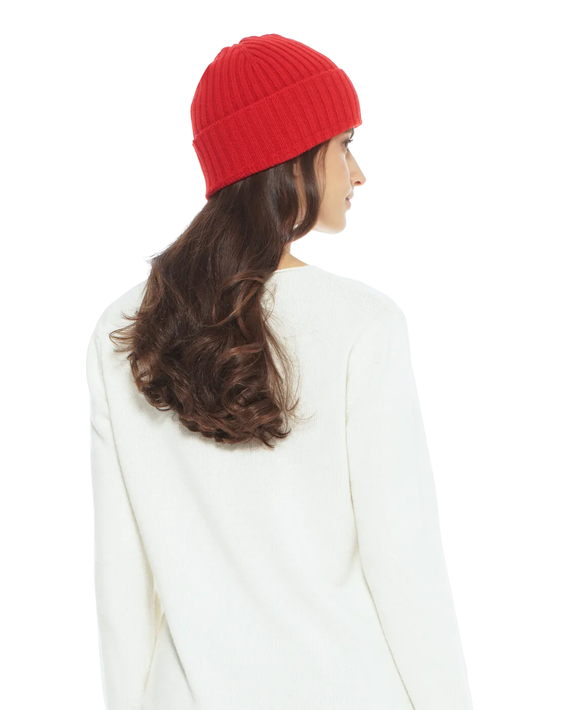 Pure Cashmere Ribbed Hat Red