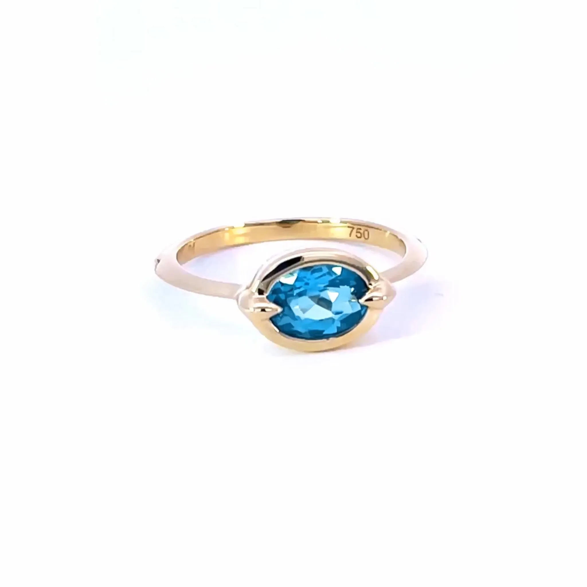 "Points North" London Blue Topaz Ring with Diamonds