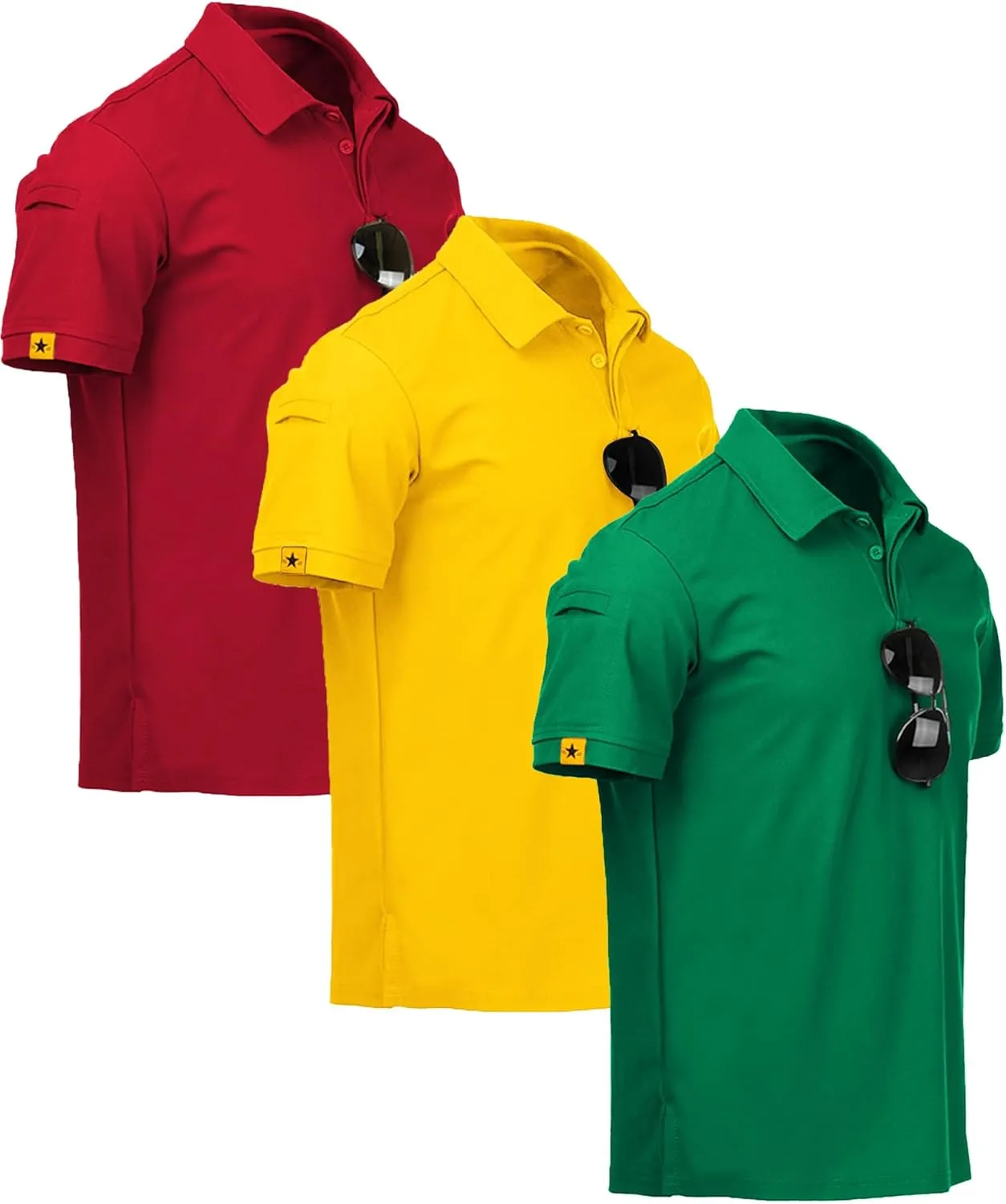 SCODI 3 Pack Mens Polo Shirts Short Sleeve Tactical Shirts Performance Athletic Moisture Wicking Golf Shirt for Men