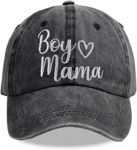 SHANVANKE Boy Mama Hats for Women, Gifts for Mom, Adjustable Embroidered Cotton Denim Boy of Mom Baseball Cap
