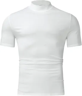 Short Sleeve Turtleneck Men Fall Thermal High Collar Pullover Solid Tops Casual Turtleneck Mock Neck Slim T Shirt