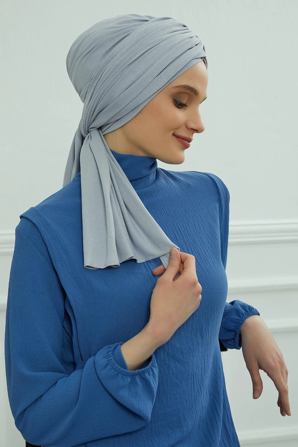Smocked Shirred Instant Turban for Women, Cotton Lightweight Head Wrap with a Beautiful Design, Stylish Chemo Headwear Turban for Women,B-1