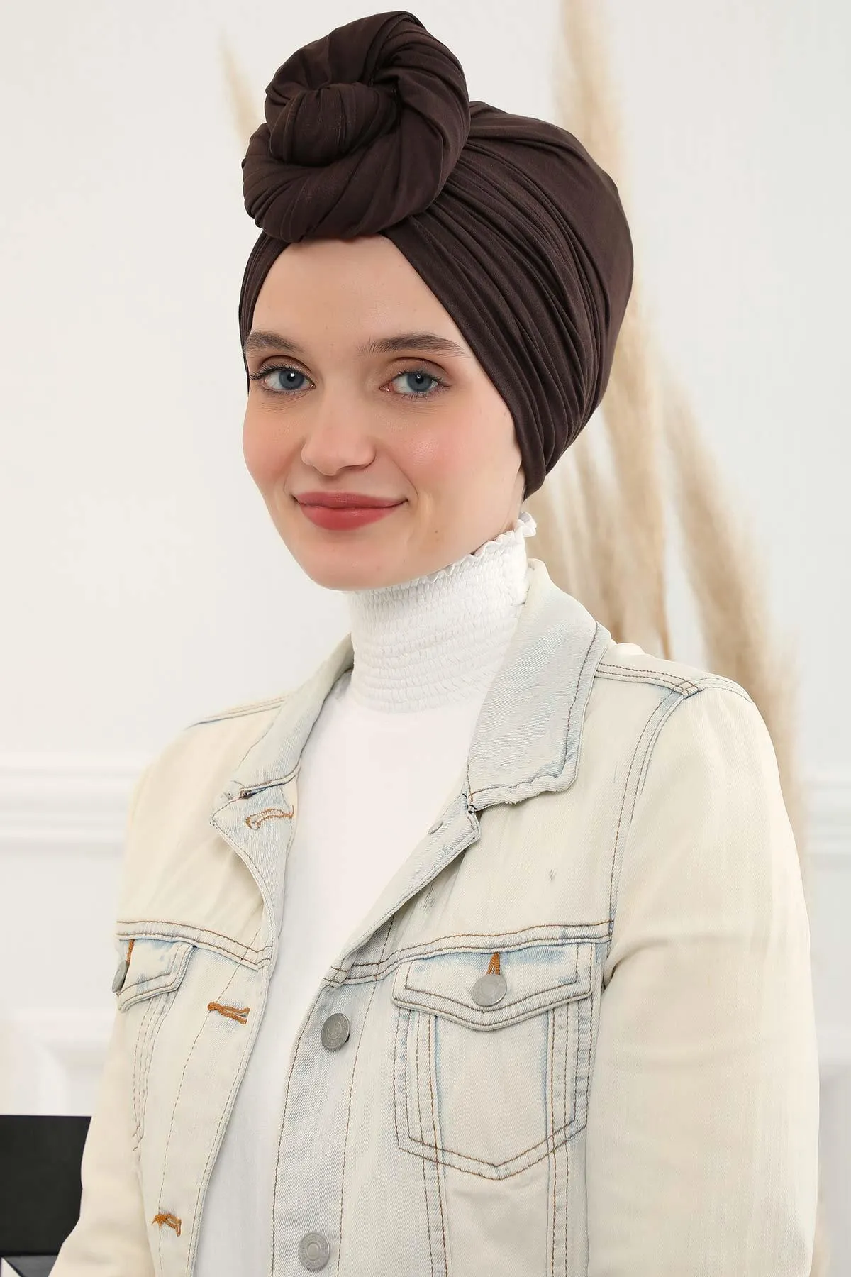 Smocked Shirred Instant Turban for Women, Cotton Lightweight Head Wrap with a Beautiful Design, Stylish Chemo Headwear Turban for Women,B-1
