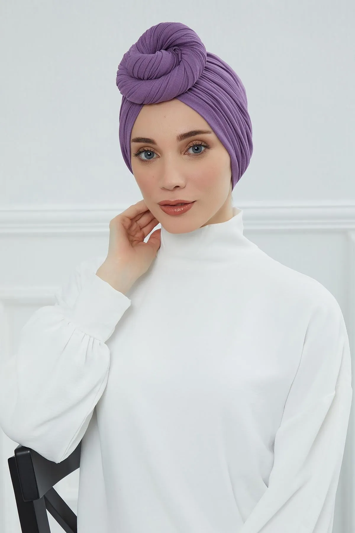 Smocked Shirred Instant Turban for Women, Cotton Lightweight Head Wrap with a Beautiful Design, Stylish Chemo Headwear Turban for Women,B-1