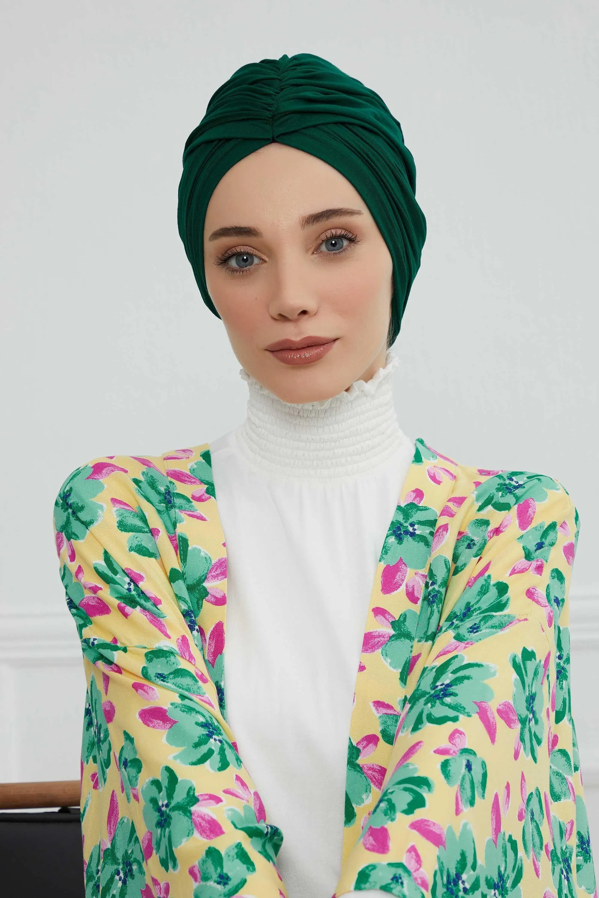 Smocked Shirred Instant Turban for Women, Cotton Lightweight Head Wrap with a Beautiful Design, Stylish Chemo Headwear Turban for Women,B-1