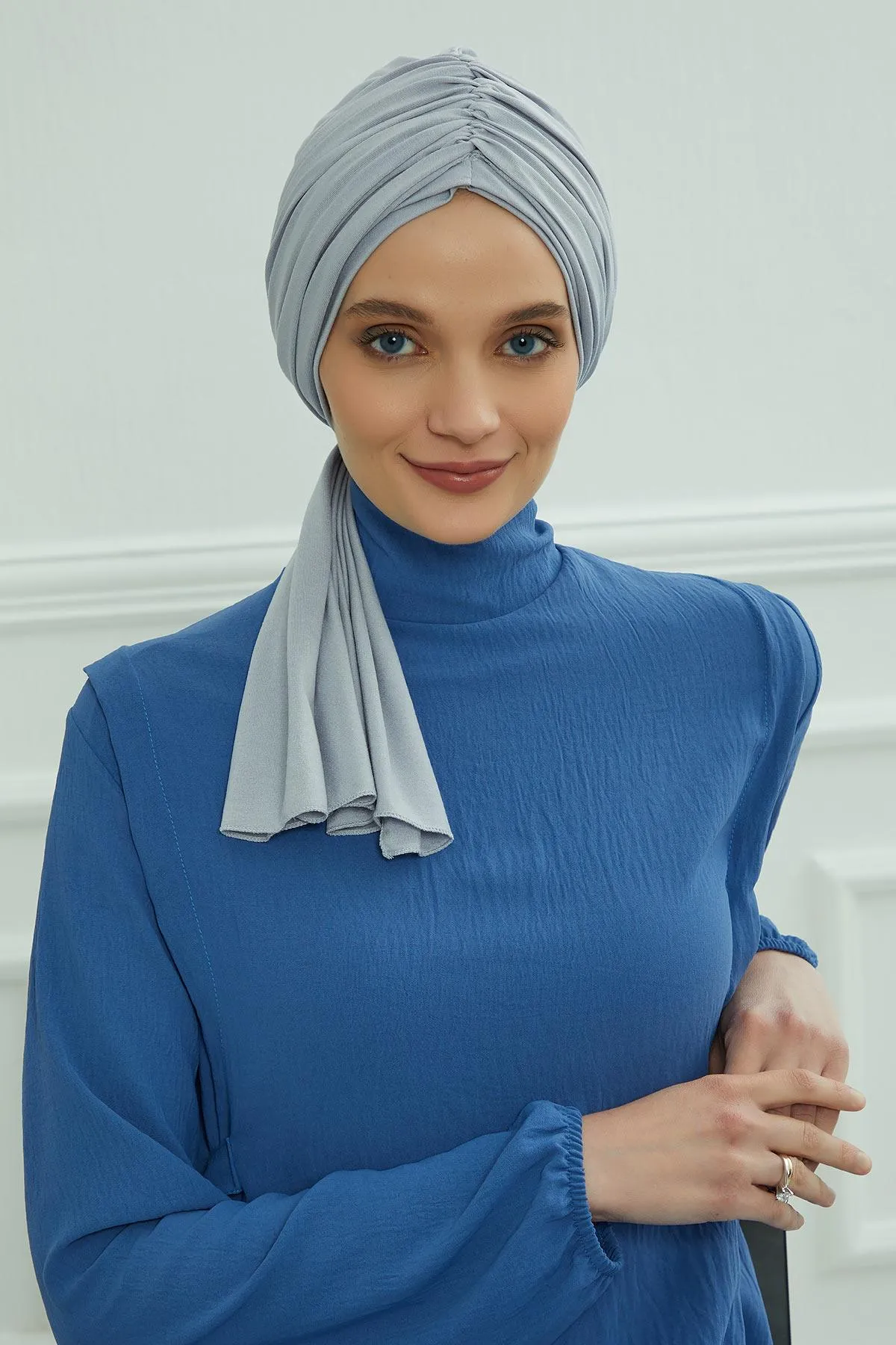 Smocked Shirred Instant Turban for Women, Cotton Lightweight Head Wrap with a Beautiful Design, Stylish Chemo Headwear Turban for Women,B-1