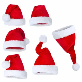 Soft Plush Christmas Hat Party For Baby Adult Santa Hats Red Decoration New Year Decoration Kids Gift Holiday Party Supplies Lot