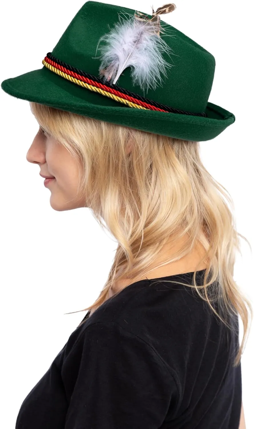 Spooktacular Creations 2 Swiss German Alpine Hats, Oktoberfest Costume Accessories, Green Gray Felt Fedora Retro Hats Set for Adults Halloween, Bavarian Dress Up, RolePlay Party