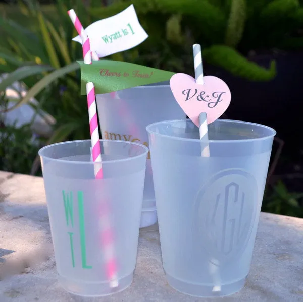 Striped Paper Straws with Custom Straw Tags