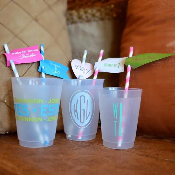 Striped Paper Straws with Custom Straw Tags