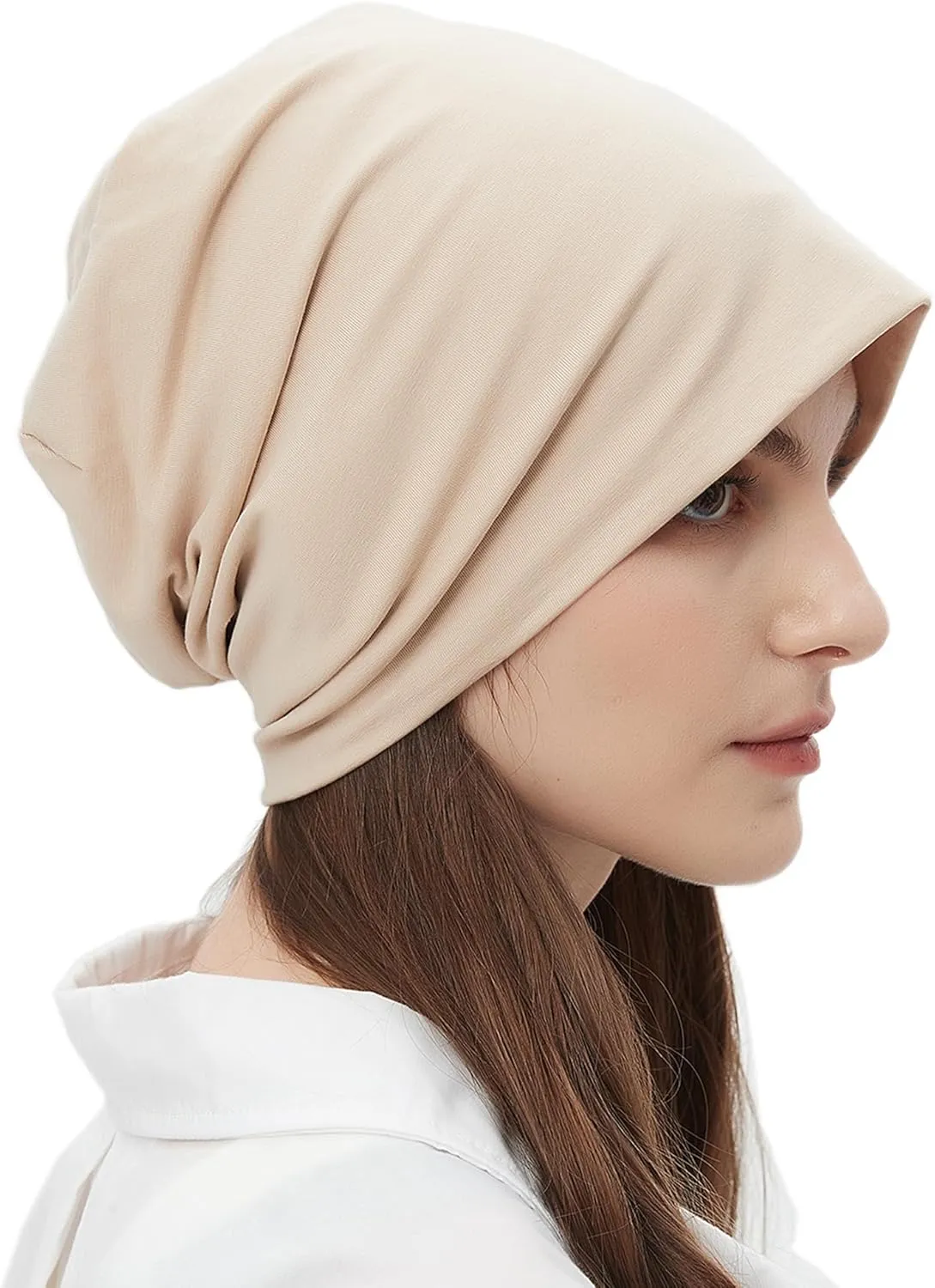 Summer T-Shirt Cotton Slouchy Beanie for Women Men Fashion Style Soft Hipster Daily Hat Lightweight Skull Sleep Cap