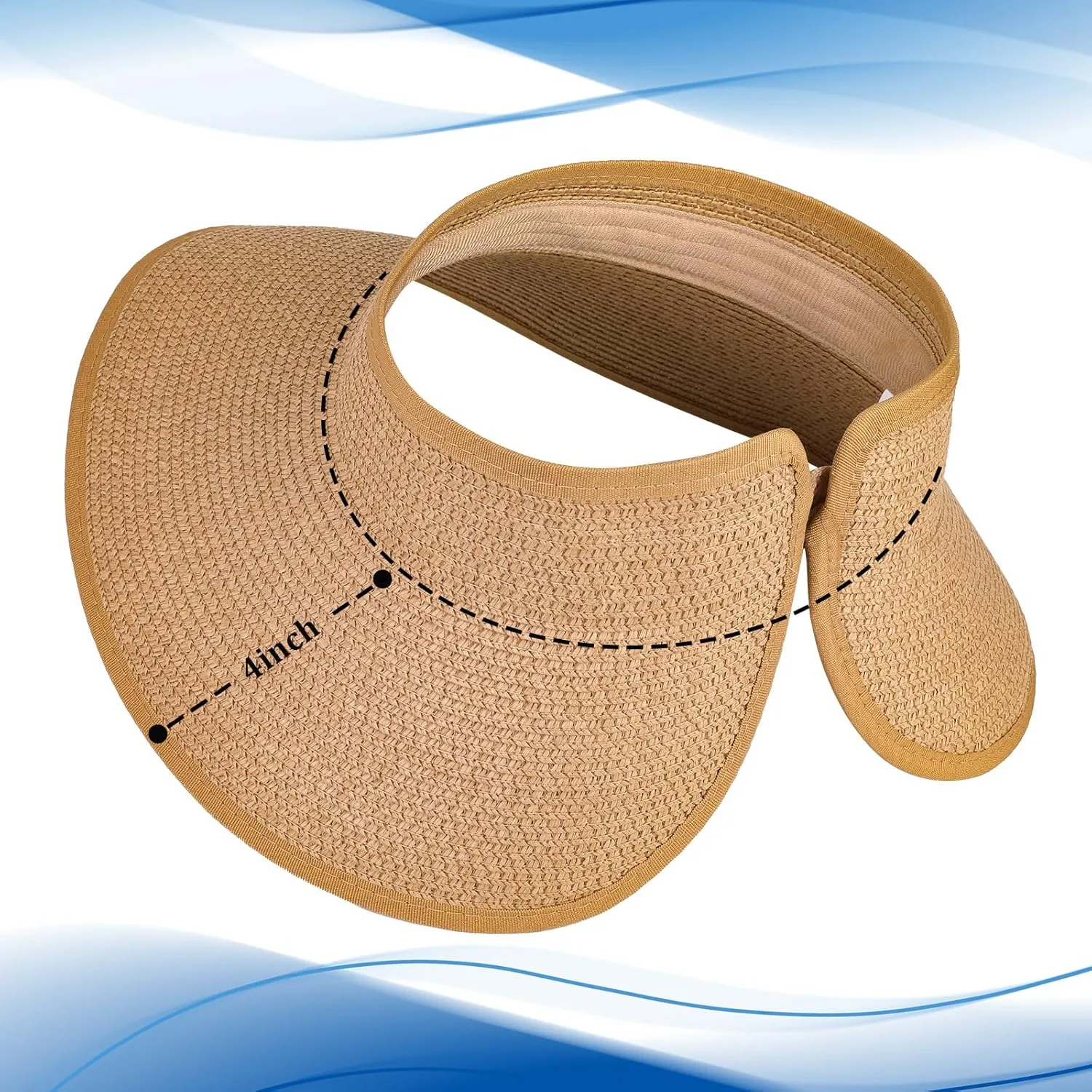 Sun Visor Hats for Women, Summer Packable Straw Beach Hat UV Protection 2025, Women's Ponytail Hat, Foldable Travel