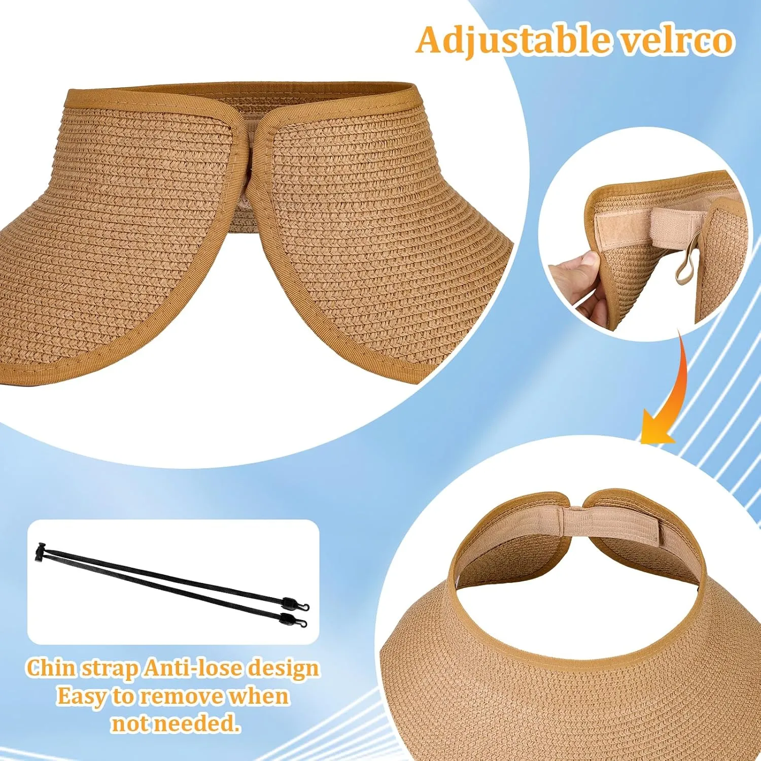 Sun Visor Hats for Women, Summer Packable Straw Beach Hat UV Protection 2025, Women's Ponytail Hat, Foldable Travel