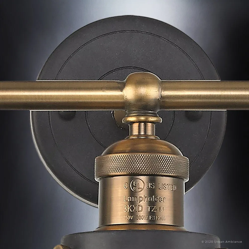 UEX2442 New Traditional Bath Light 8''H x 28''W, Antique Brass & Graphite Finish, Sanford Collection