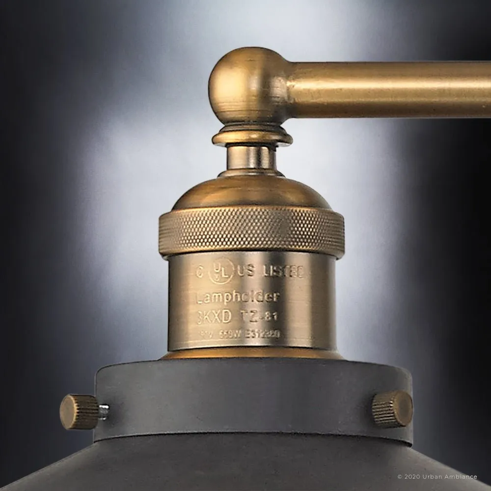 UEX2442 New Traditional Bath Light 8''H x 28''W, Antique Brass & Graphite Finish, Sanford Collection